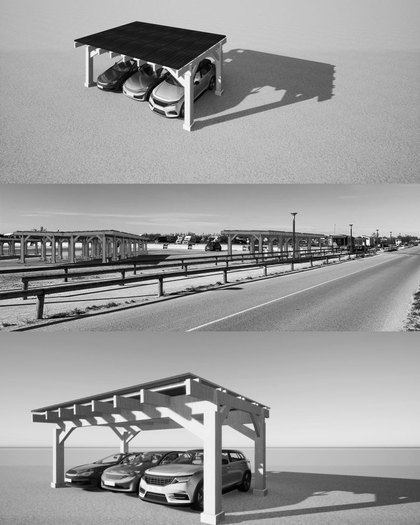 ombrières panneaux photovoltaïques Camping la Brise de Camargue